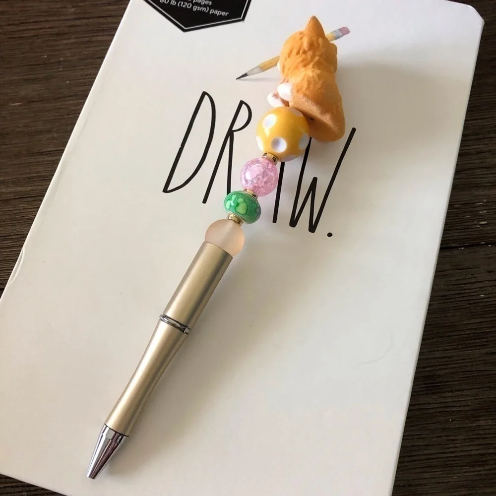 Kitty in my pocket: Orange Tabby Cat handmade beaded pen
